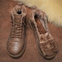 Bottes d'automne et d'hiver pour hommes, baskets légères en cuir PU noir, à lacets, avec fermeture éclair, chaussures de marche à plateforme plate