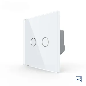 Touch Switch Livolo White Crystal Glass Panel Wall Switches Touch Control Switch EU Standard 2 Gang 2 Way