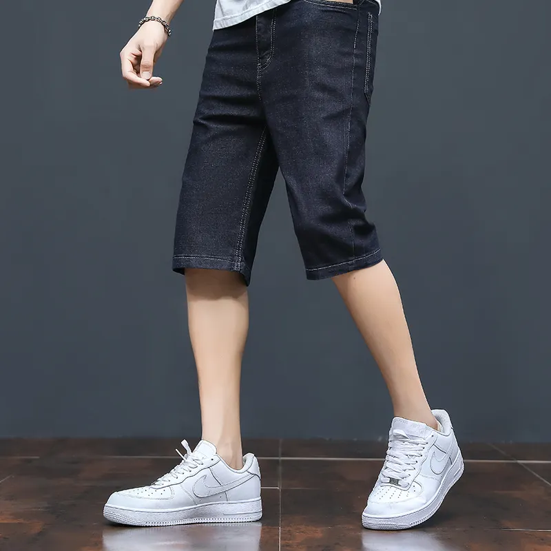 Anszktn calções jeans para o verão 2021, calções de denim meia-idade para negócios n773