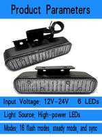 Feux de signalisation d'urgence à LED de 3 watts pour véhicule, montage en surface sur grille, clignotant stroboscopique pour voiture, camion, ambulance, montage sur grille avant