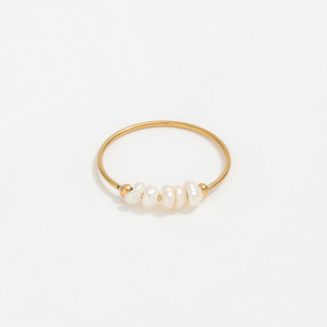 Bagues en acier inoxydable pour femmes, bagues, perles d'eau douce irrégulière, plaquées or 18K, bijoux sans polissage, offre spéciale