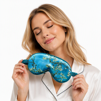 Vente en gros : Masque de sommeil en satin imprimé Van Gogh, anti-gonflement, occultant, doux, élastique, pour voyage, sieste, avion, cadeau