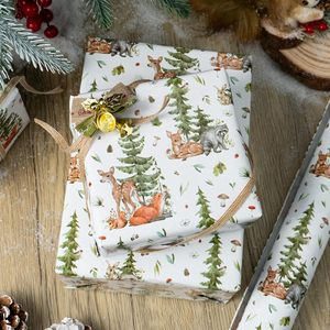 MAYPLUSS Christmas Wrapping Paper 17 In X 33 Feet Watercolor Forest Animals Eco-Friendly Gift <b>Wrap</b> Craft Use - Product Image 6