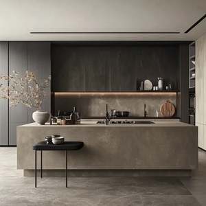 Modern Automatic Complete <b>Kitchen</b> <b>Furniture</b> Island Wood Marble <b>Kitchen</b> Countertop New Design <b>Kitchen</b> Lacquer Plywood Home - Product Image 2