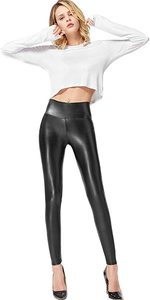 <span class=keywords><strong>Leggings</strong></span> da donna a vita alta in ecopelle con controllo pancia elasticizzato sottile fodera in pile traspirante e formale per l'estate - Product Image 6