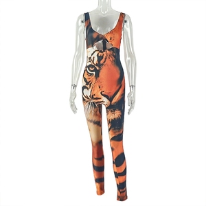 225 New Suspender Cest <b>Wrapped</b> Sey Printed Print Jumpsuit - Product Image 6