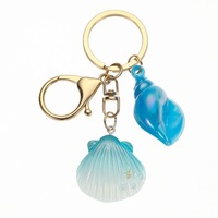 Creative Exquisite Luxury Chinese Style Marine Gradient Shell Zinc Alloy Electronic Key Finder Waterproof Keychain Pendant Cute