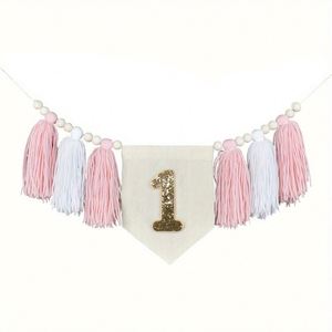 Décorations d'<span class=keywords><strong>anniversaire</strong></span> <span class=keywords><strong>1er</strong></span> <span class=keywords><strong>anniversaire</strong></span>, bannière de chaise arc-en-ciel, guirlande de perles en bois et pompons pour la décoration de la maison - Product Image 4