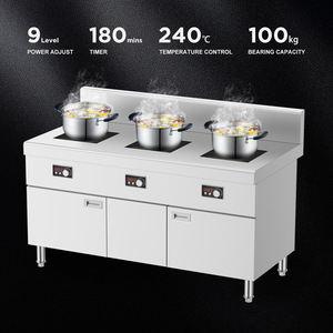 Équipement de cuisine pour restaurant commercial, cuisinière à induction électrique à 3 brûleurs, corps entièrement en acier inoxydable, cuisinière à induction - Product Image 3