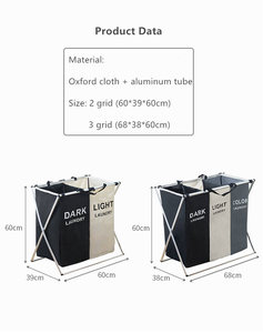 1pc Retail Quality X-Shape Foldable <strong>Hamper</strong> Three Grid Home Laundry <strong>Storage</strong> Bag with Lid Good for Dirty Laundry - Product Image 5