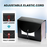 Organiseur de documents en plastique robuste format A4, 13 pochettes, dossier extensible noir pour le bureau, l'école et les affaires