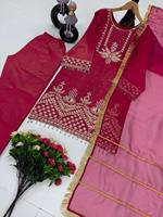 Baju Salwar Kurta Sutra Roman Modern Berkilau dengan Dupatta untuk Pesta Pernikahan - Produk Grosir India Berkualitas Tinggi