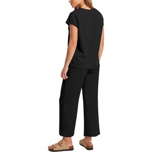 Ensembles deux pièces pour femmes, hauts décontractés à manches courtes, tenues assorties, vêtements tricotés respirants, mode plage, été - Product Image 5