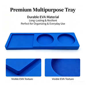 Organizador de Escritorio Azul con Tres Compartimentos para Bolígrafos, Lápices, Borradores, Bandeja de Almacenamiento de Papelería, Accesorio Perfecto para el Espacio de Trabajo - Product Image 2