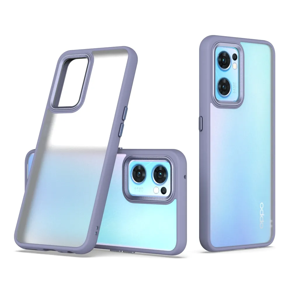 Matte Case Metal Lens Frame Translucent Armor Silicone Bumper PC Shockproof Back Cover For Oppo Reno 7 5G 6 F21 8 Pro Plus A96