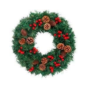 Venta de Fábrica: Coronas Navideñas de 30/40/50cm, Corona Decorativa de Navidad con Piñas, Bayas Rojas y Luces - Product Image 1