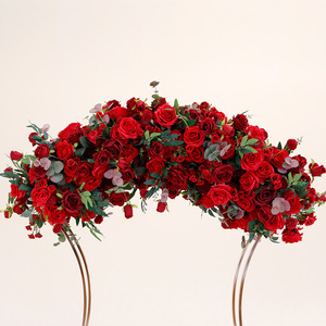 LFB2398-1 <span class=keywords><strong>Centrotavola</strong></span> da Matrimonio di Lusso in Metallo Dorato con Fiore Rosso Decorativo - Product Image 2