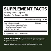 Complément alimentaire à base de palmier nain pour la santé des cheveux et de la prostate des hommes avec soutien urinaire 100 capsules