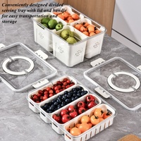 Hete groente- en fruitorganizer, plastic koelkast opbergbox met afdruipbak, keuken- en koelkastorganizer