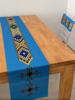 Housse de chaise en spandex bleu personnalisée 3D avec croix d'Éthiopie, rubans pour décoration Habesha