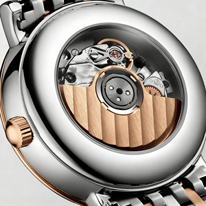 Crystal Accent Mother of Pearl Dial Automatic Watch with Date Window Two Tone Stainless Steel Bracelet for Commute Longinesing - Product Image 5