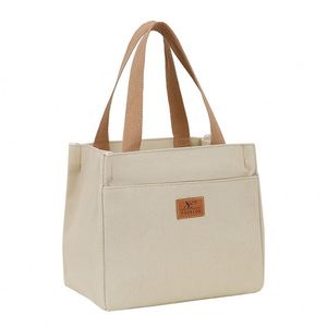 Sac à déjeuner isotherme en toile et aluminium, grande capacité, portable, simple, élégant, pour employés de bureau et étudiants - Product Image 4