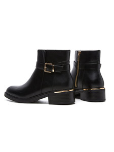 <span class=keywords><strong>Stivali</strong></span> da <span class=keywords><strong>Donna</strong></span> all'Ingrosso in Pelle PU, Stivaletti Comodi con Tacco Basso, Marrone Scuro, Zip Laterale e Fibbia, Scarpe da Ufficio per Donne - Product Image 4