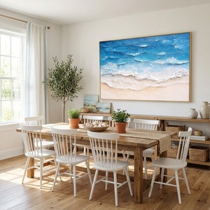 Peinture abstraite murale lumineuse pour la plage, décoration intérieure, œuvre d'art texturée purement artisanale pour salon, chambre et bureau - Product Image 5