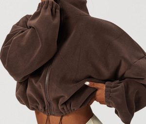 Automne et hiver femmes épaissi sport manteau <span class=keywords><strong>laine</strong></span> <span class=keywords><strong>d</strong></span>'<span class=keywords><strong>agneau</strong></span> col montant lâche cordon fermeture éclair <span class=keywords><strong>à</strong></span> manches longues <span class=keywords><strong>d</strong></span>écontracté - Product Image 4