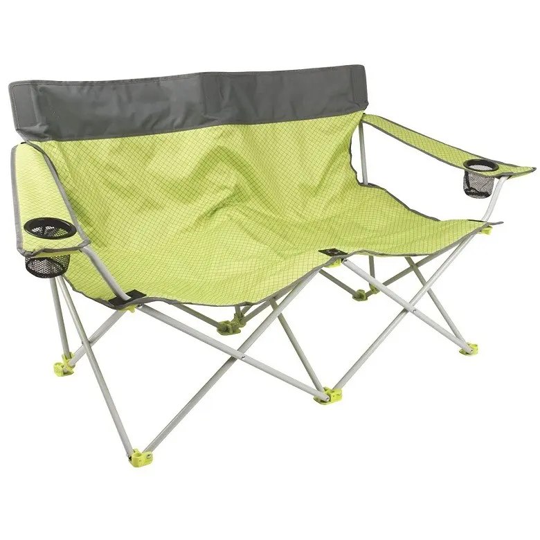 Tragbarer Klapp doppel 2 Personen Camping Beach Lax Double Quad Sports Chair mit Getränke halter und Armlehne