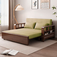 Sofá Cama Convertible Minimalista Moderno, Sofá de Madera Maciza de Doble Propósito, Multifuncional para Sala de Estar, Dormitorio, Universal