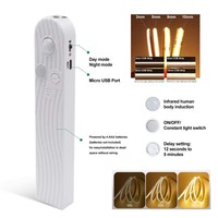 Bande LED COB Flexible 5V 3mm/5mm/8mm avec Capteur de Mouvement Alimentée par Batterie Induction Nocturne Blanc Chaud Blanc