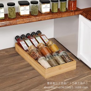 Nuevo estante para especias de bambú y madera, organizador de especias de tres niveles, caja de almacenamiento para cocina. - Product Image 1
