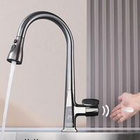 Robinet de cuisine intelligent ELOILO à régulation automatique par induction, avec capteur, affichage numérique, bec extractible à 360 degrés, poignée unique
