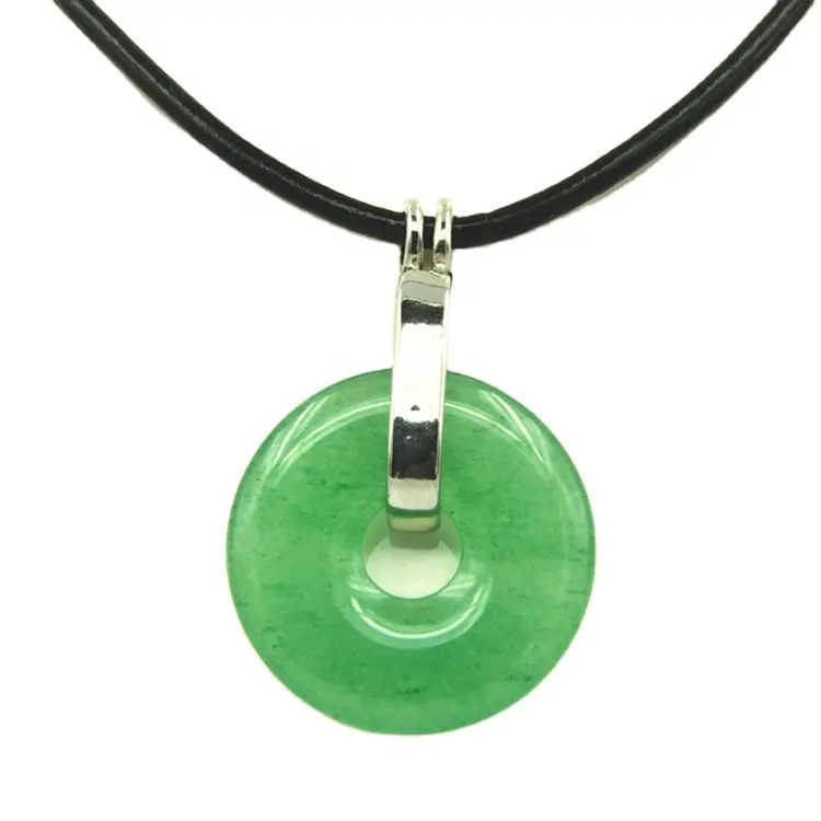 Natural Stone Accessories 30ミリメートルGreen Aventurine Donuts Beads Jade Pendants Necklace For DIY