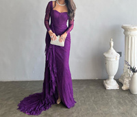 Ruolai ASA-SF075 violet sirène arabe dubaï chérie cou pour femme fête dentelle élégante longues robes formelles avec fente