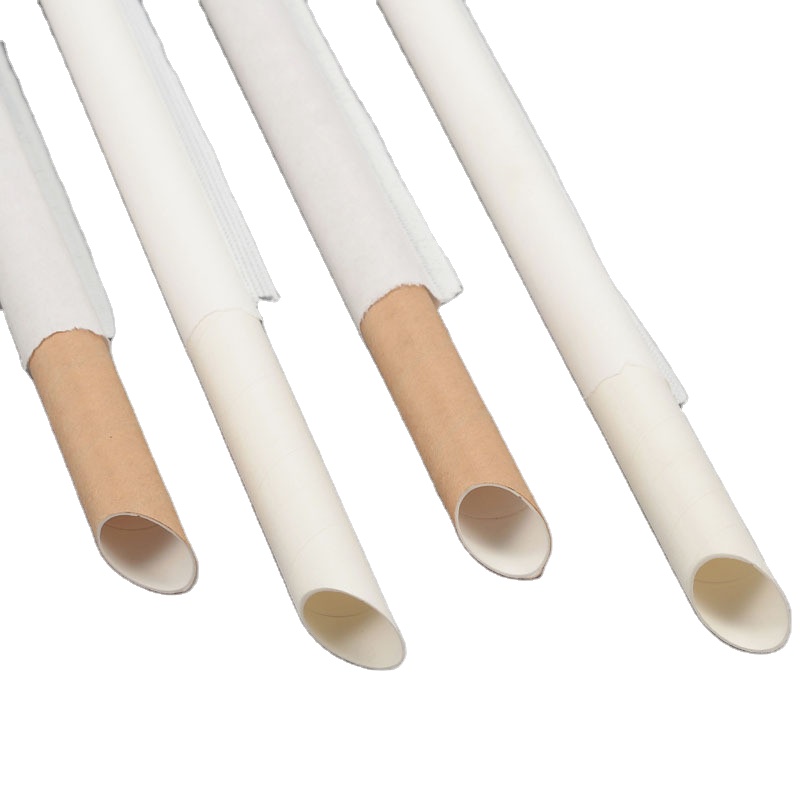 Degradable ECO reusable colorful 6 mm 12 mm 8.5 inch long paper PLA drinking bubble tea cup straw