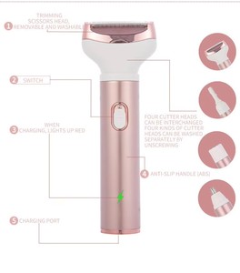 Depiladora 4 en 1 Recargable, Recortadora de Vello Nasal, Depiladora Corporal, Recortadora de Cejas, Afeitadora Eléctrica Facial, Depiladora de Vello Íntimo - Product Image 6