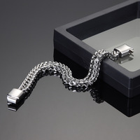 Bracelet en acier titane tressé carré double face avec fermoir magnétique pour homme, style punk, résistant au ternissement