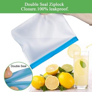 Portable Kitchen Low <b>Mop</b> Reusable Peva Food Storage Bags <b>Flat</b> and Stand up PEVA Food Storage Freezer Bag - Product Image 2