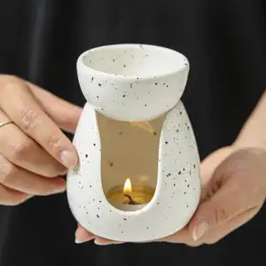 Custom Ceramic Black Spot Aroma Essential Fragrance Scented Aromatic Incense Tea Light Tealight Oil Burner
