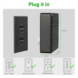 Regleta de Enchufes Cuadrada de Último Diseño, 4 Tomas de Corriente, 3 Puertos USB, 20W Total, Tecnología de Carga Rápida GaN, ABS, Uso Doméstico, Alta Eficiencia - Product Image 2
