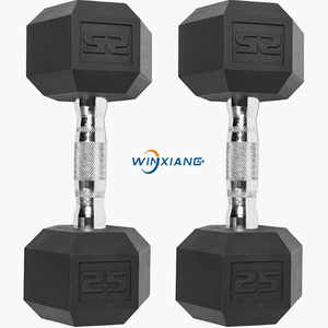 Haltères en acier moulé revêtues de caoutchouc Gym Fitness de haute qualité Haltères hexagonales en caoutchouc - Product Image 4