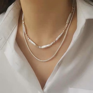 สร้อยคอไข่มุกบาร็อคหรูหราสไตล์ยุโรปอเมริกันพร้อมสร้อย925สีเงินบดและสีเงินธรรมดา - Product Image 3