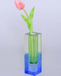 Vase en tube de cristal acrylique rose populaire, vase floral hydroponique moderne pour la décoration de la maison et des mariages - Product Image 5