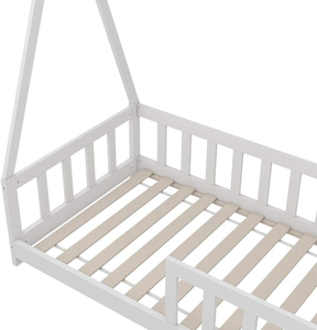<span class=keywords><strong>Letto</strong></span> Moderno Bianco per Bambini Misura Completa 80 X 160 cm in Legno Massello con <span class=keywords><strong>Protezione</strong></span> Anticaduta - Product Image 4