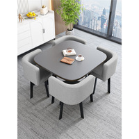 Table de négociation circulaire minimaliste moderne en MDF avec chaises, idéale pour l'accueil commercial, table de bureau et de loisirs 4 places