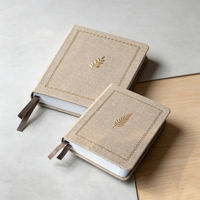 Carnet de notes A5 en tissu de lin personnalisé, reliure cousue, agenda quotidien avec logo personnalisé