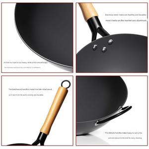 Woks y Sartenes de Hierro Fundido Ligeros <span class=keywords><strong>con</strong></span> Mango de Madera para <span class=keywords><strong>Cocinar</strong></span> <span class=keywords><strong>en</strong></span> Cocina de Gas e <span class=keywords><strong>Inducción</strong></span> - Product Image 4