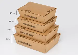 Одноразовый Ланч-бокс, крафт-бумага, покрытая жареной курицей, тарелка для пикника на вынос для упаковки еды на вынос